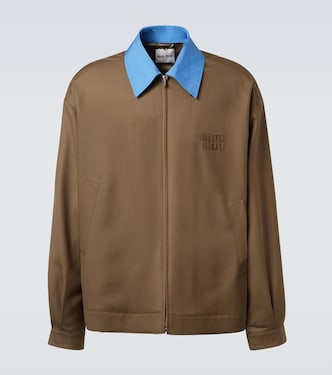 Logo virgin wool gabardine jacket | Miu Miu